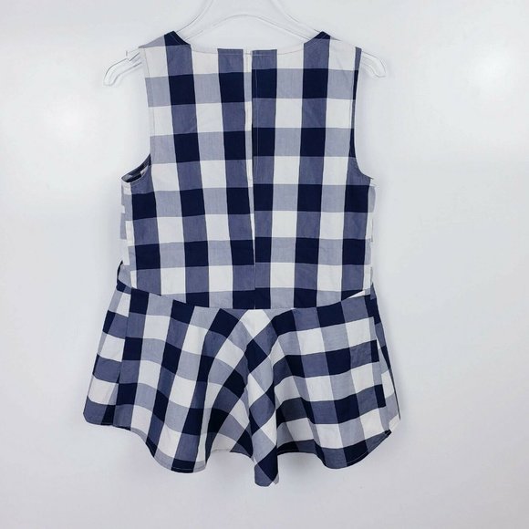 Anthro HD in Paris Hi-Low Gingham Peplum Top Sz 4 - Picture 3 of 7